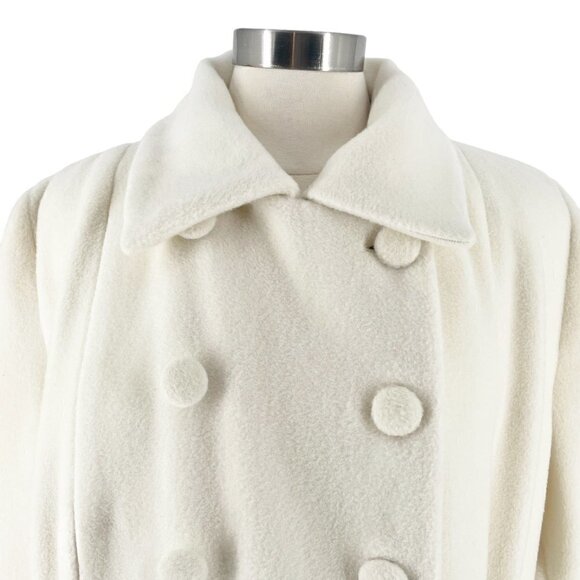 NWT Sofia Tsereteli Redingote Fit Flare Coat Virgin Wool Cashmere Ivory 16/18 - Picture 7 of 14